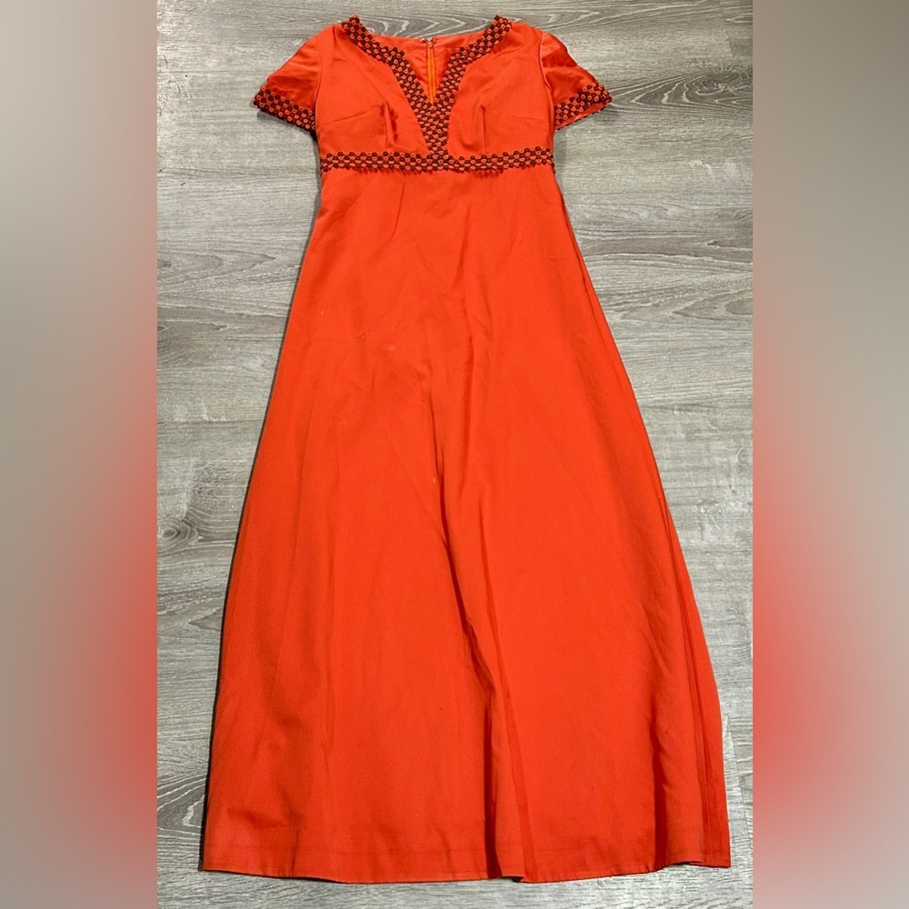 Vintage Orange Maxi Dress Size 6/8